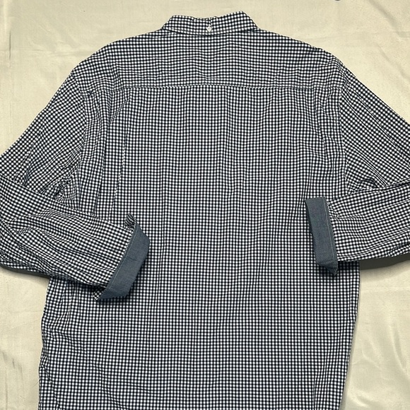 Marc Ekco Navy and White Gingham Button Down Shirt - Picture 11 of 11